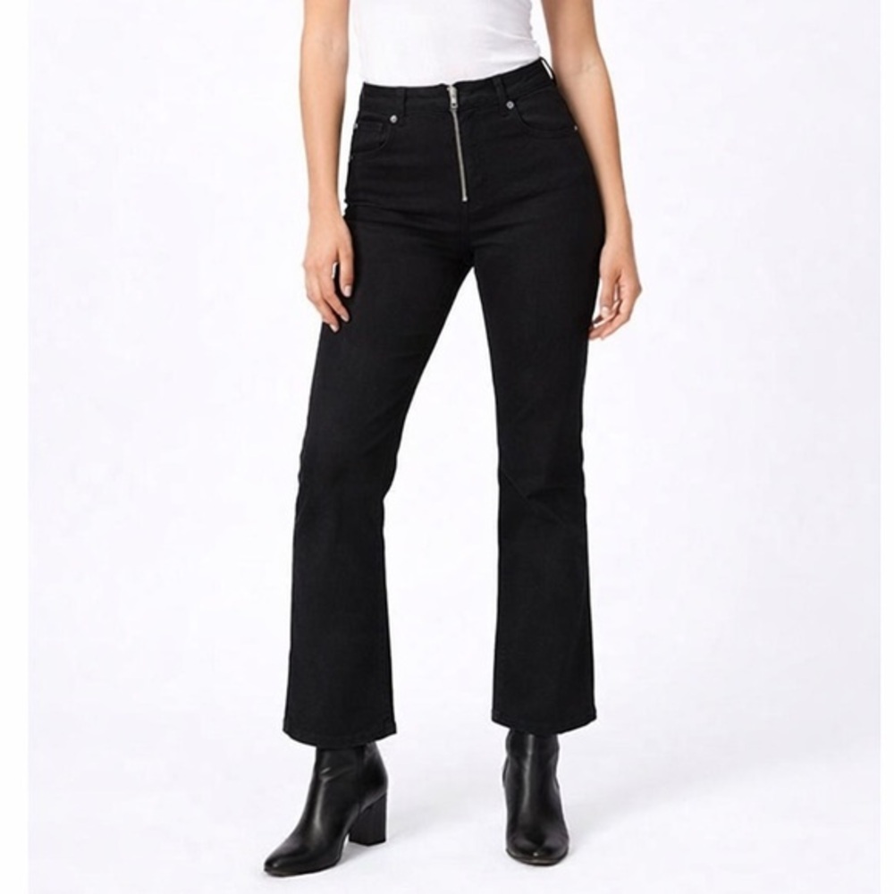 Rouje Pablo Jeans Women’s 27 Black High Rise Zip Front Straight Leg Paris